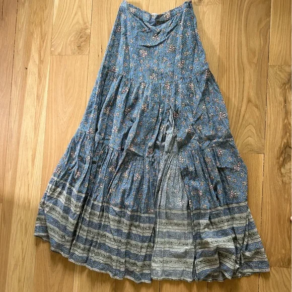 Veronica Beard High Waisted Blue Floral Front Slit Maxi Skirt Size XS - Picture 5 of 8